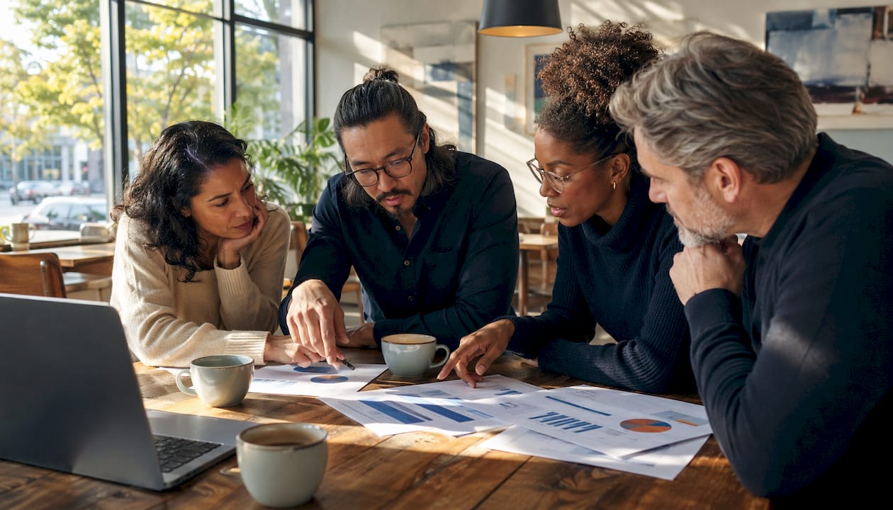 Group discussing universal basic income materials